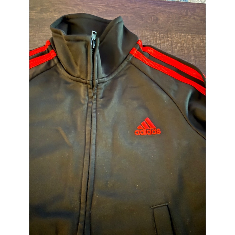 Adidas‎ Boys Tracksuit Set Black Red 3-Stripe Zip Jacket Jogger Pants Size 4 - Picture 3 of 8